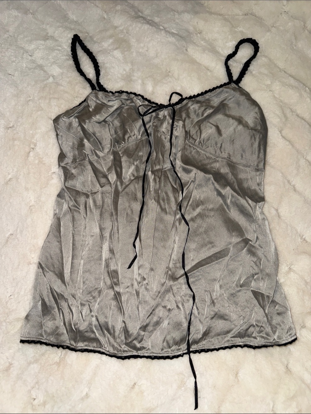 Express Silver Silk Camisole with Black Trim - Picture 5 of 8